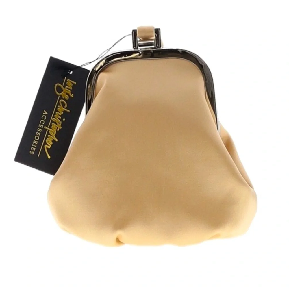 Inge Christopher Satin Beaded Clutch Mini Purse Bow